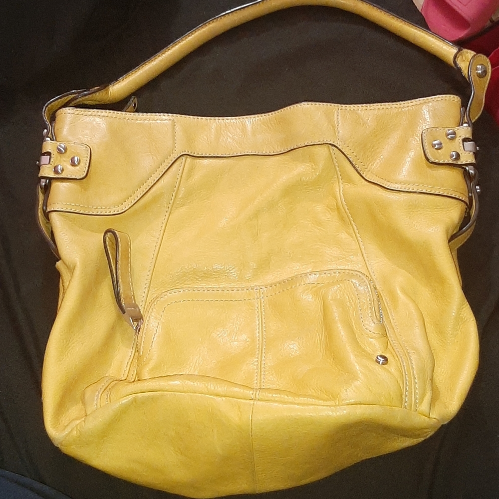 Yellow purse with silver hardware